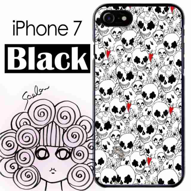 スカラー スマホケース スマホカバー Iphone7 ブラックタイプ アイフォン スカル大集合 ドクロ ハート ホワイト かわいい ファッシの通販はau Pay マーケット スマホカバー Com