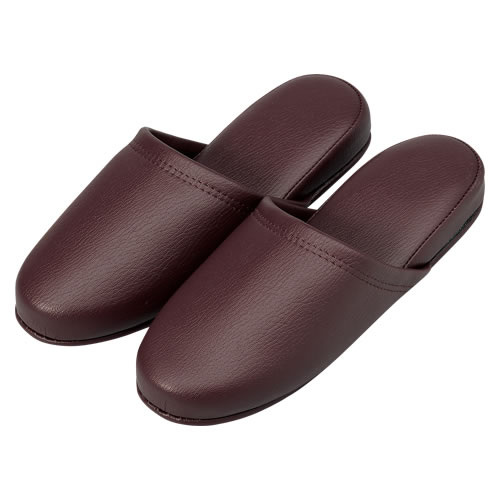 オーミケンシ　抗菌レザー調スリッパ10足　ダークワイン　36037　(10P)【返品・交換・キャンセル不可】【イージャパ...