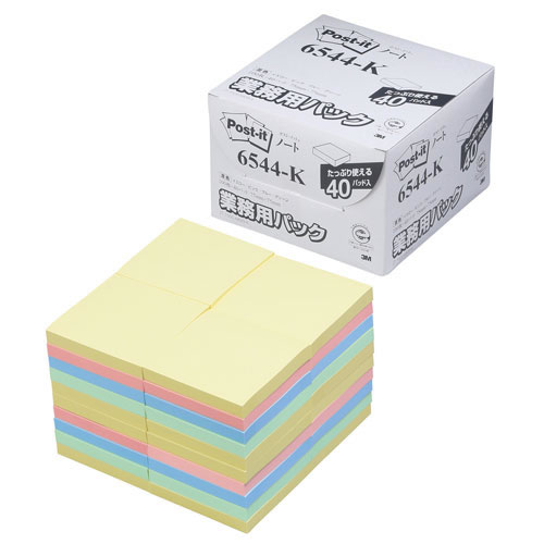 ★まとめ買い★スリーエム　ポストイットノート　業務用パック75mm　6544-K　×6個【返品・交換・キャンセル不可】【...