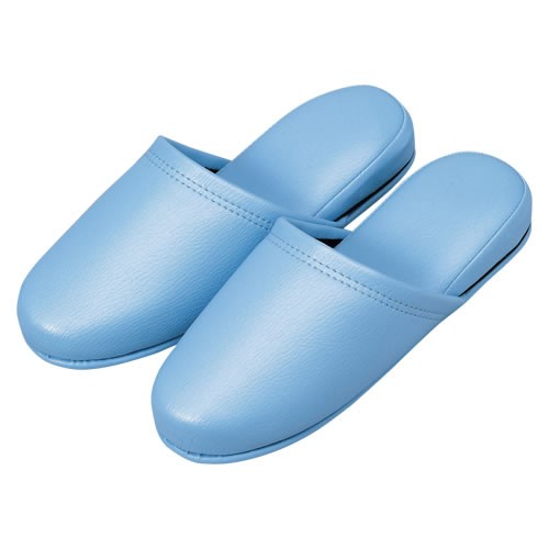 ★まとめ買い★オーミケンシ　抗菌レザー調スリッパ10足　ブルー　36052　(10P)　×6個【返品・交換・キャンセル不...の通販は