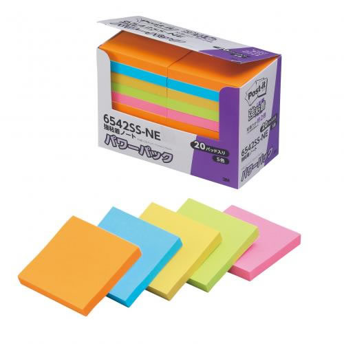 ★まとめ買い★スリーエム　強粘着ノート　パワーパック　5色混色　6542SS-NE　×10個【返品・交換・キャンセル不可...