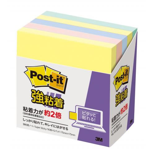 スリ-エムジャパン　ポストイット強粘着ノート５個パステル４色　６５４-５ＳＳＡＰ　×10個【返品・交換・キャンセル不可】...