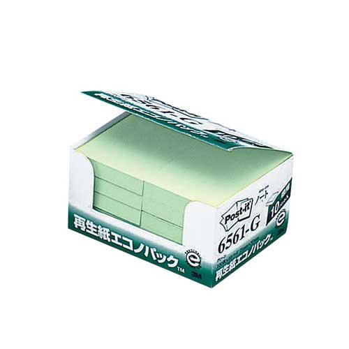 ★まとめ買い★スリーエム　ポストイット再生紙エコノパック　グリーン　6561-G　×10個【返品・交換・キャンセル不可】...