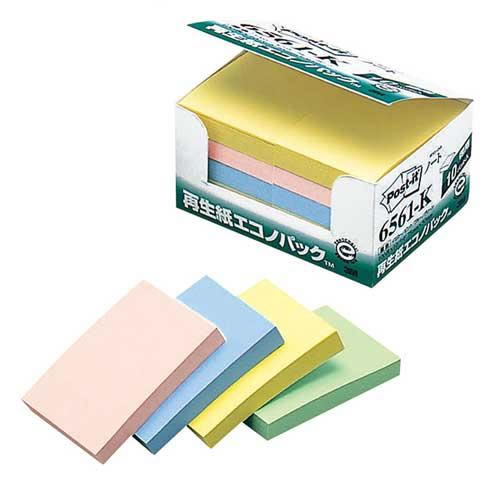 ★まとめ買い★スリーエム　ポストイット再生紙エコノパック　混色　6561-K　×10個【返品・交換・キャンセル不可】【イ...