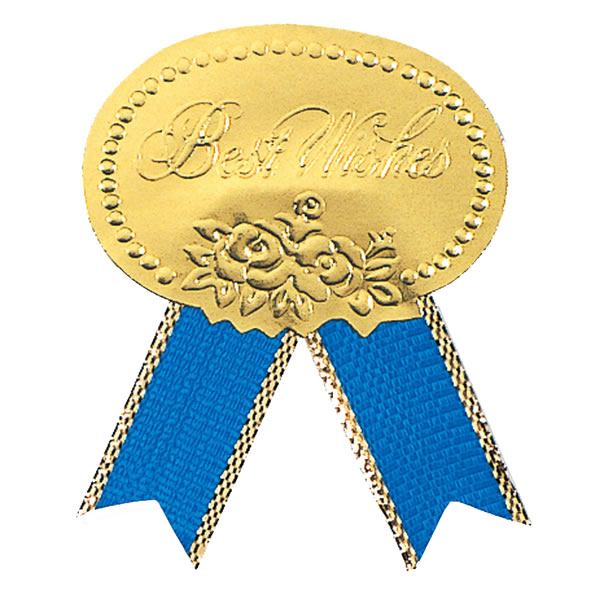 リボン付きシール　Ｍ　ベストウイッシュ　青　10束（540枚）【イージャパンモール】 7,663円