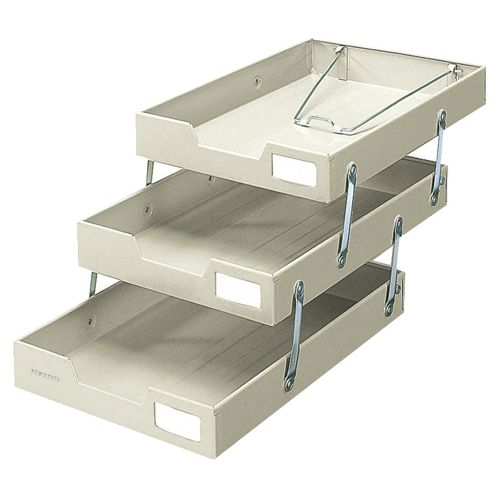 【送料無料】【個人宅届け不可】【法人（会社・企業）様限定】スチールトレー A4タテ3段 ライトグレー 1個の通販は 6,646円