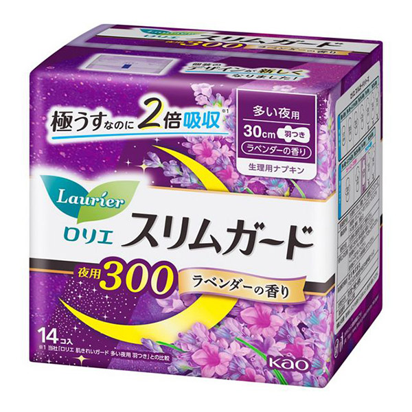 【送料無料】★まとめ買い★　花王　ロリエ　スリムガード　ラベンダーの香り　多い夜用３００　１４コ入　×16個【イージャパ...