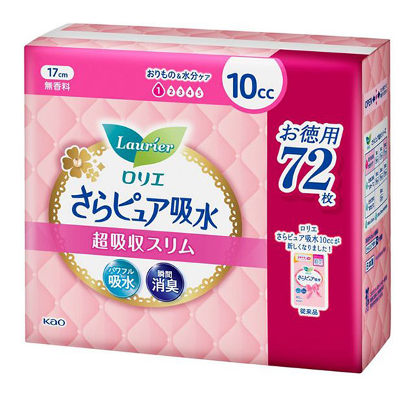 ★まとめ買い★　花王　ロリエさらピュア吸水超吸収スリム１０ｃｃ無香料スーパージャンボ　７２枚　×16個【イージャパンモール】