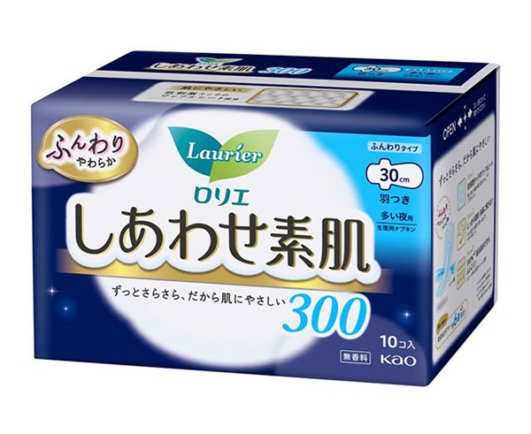 【送料無料】★まとめ買い★　花王　ロリエ　しあわせ素肌　多い夜用３０ｃｍ　羽つき　１０個　×18個【イージャパンモール】