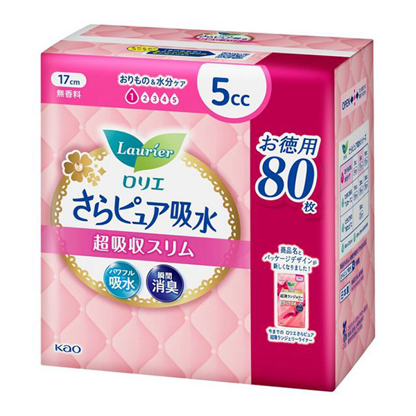 【送料無料】★まとめ買い★　花王　ロリエさらピュア吸水　超吸収スリム５ｃｃスーパージャンボ　８０枚　×18個【イージャパ...