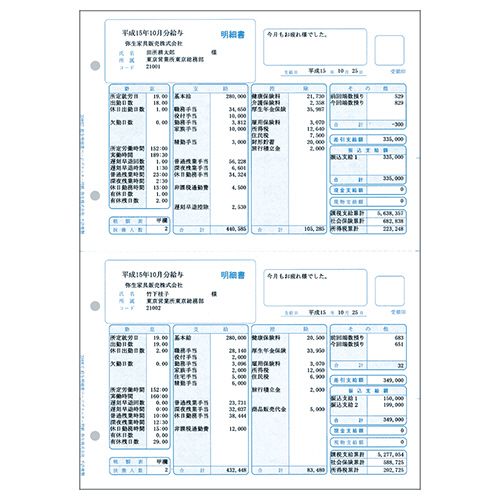 給与明細書 ページプリンタ用紙 単票用紙 A4タテ 1箱(500枚)
