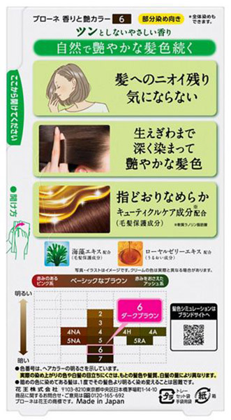 ★まとめ買い★　花王　ブローネ　香りと艶カラー　クリーム　６　ダークブラウン　80ｇ　×24個【イージャパンモール】_1