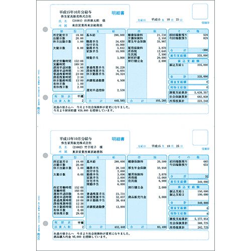 給与明細書 単票 A4タテ 1箱(500枚)