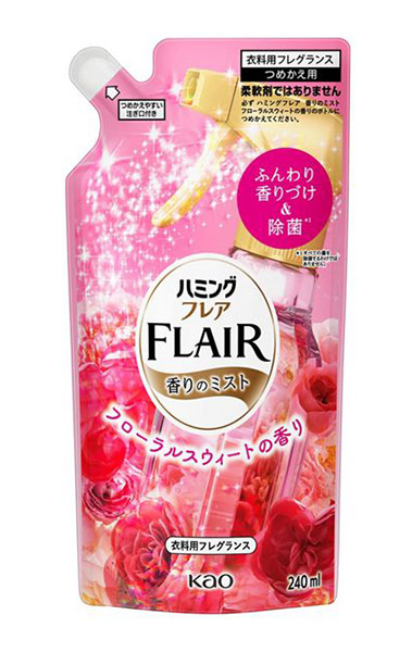 【送料無料】★まとめ買い★　花王ハミングフレアフレグランスミスト　フローラル＆スウィート　詰替　２４０ｍｌ　×30個【イ...