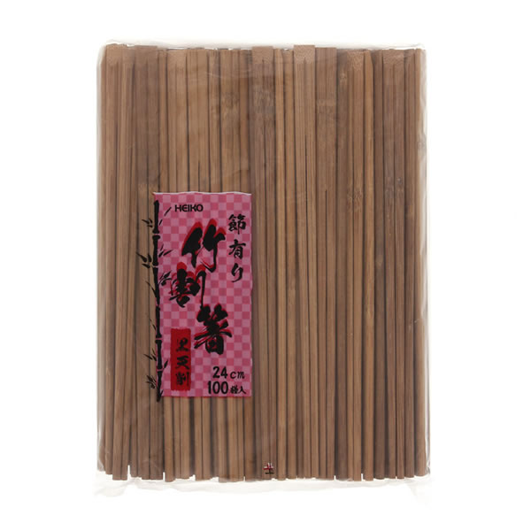 ヘイコー竹割箸　黒天削　節有り　２４ｃｍ　30束（3000膳）【イージャパンモール】