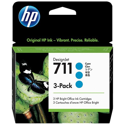 HP HP711 インクカートリッジ シアン 29ml/個 染料系 1箱(3個)の通販は 8,250円