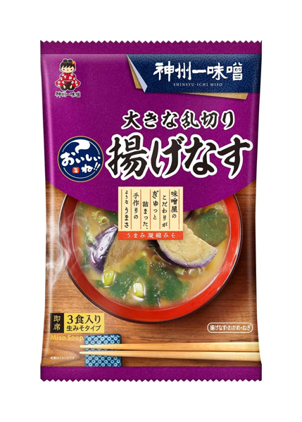 【送料無料】★まとめ買い★　神州一味噌　おいしいね！！大きな乱切り揚げなす汁 　3食　×48個【イージャパンモール】