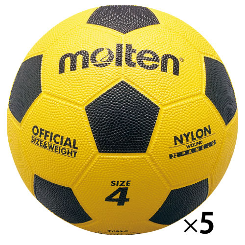 サッカーボールゴム４号球黄×黒（５球）【返品・交換・キャンセル不可】【イージャパンモール】