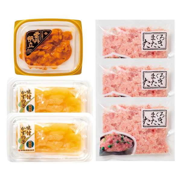 【送料無料】うにほたて醤油入・数の子・まぐろたたき詰合せ　５５５０−５０ｃ　５５５０−５０ｃ【ギフト館】