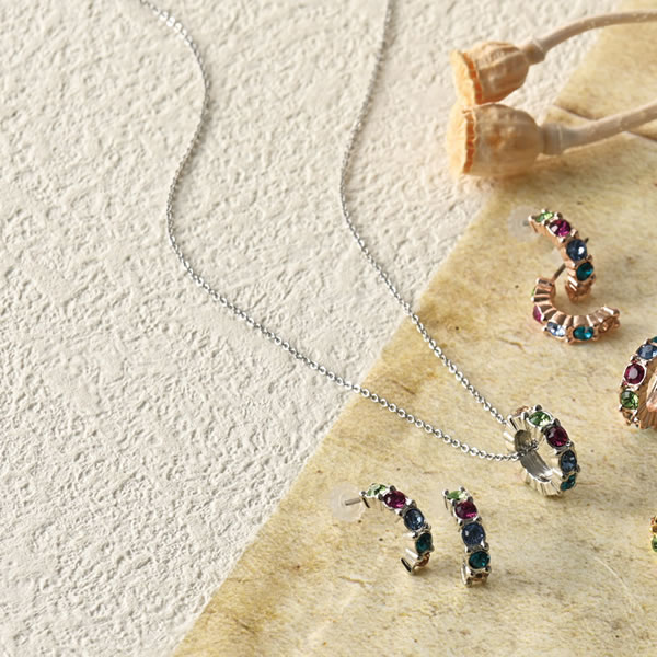 【送料無料】プライベートレーベル　カラーストーンネックレス＆ピアス　４１０−１２２ＰＬ−Ｎ３Ｐ２　ＲＨ　４１０−１２２Ｐ...