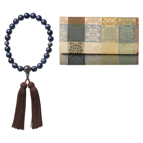 【送料無料】男性用念珠セット　ソーダライト　黒縞瑪瑙　ＮＪ−Ｄ２５３Ｋ　ＮＪ−Ｄ２５３Ｋ【ギフト館】