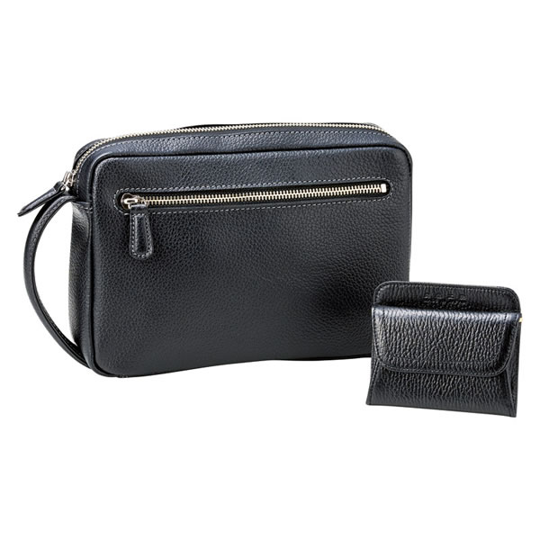 【送料無料】良品工房　日本製牛革セカンドバッグ財布セット（ブラック）　Ｂ３００−２８　Ｂ３００−２８【ギフト館】