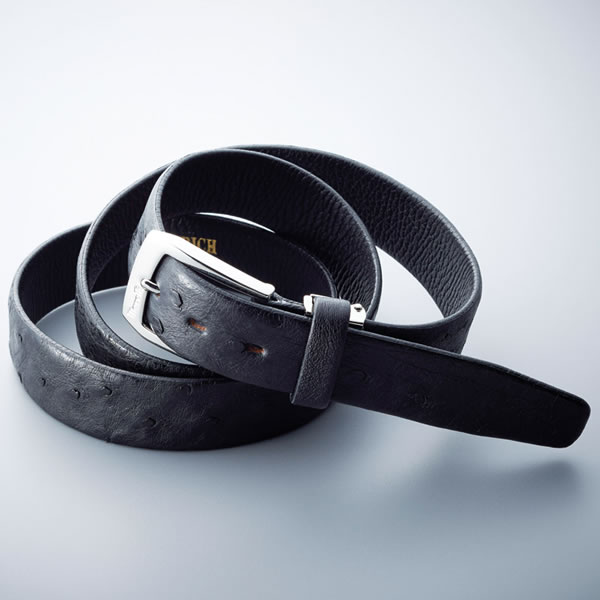 【送料無料】マレリー　オーストリッチ　ベルト（ブラック）　ＭＢ２０６３０　ＭＢ２０６３０【ギフト館】