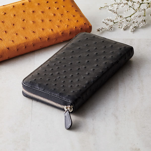 【送料無料】オストリッチラウンドファスナー長財布　Ｓ−ＮＯ１５３１０６ＢＫ　Ｓ−ＮＯ１５３１０６ＢＫ【ギフト館】