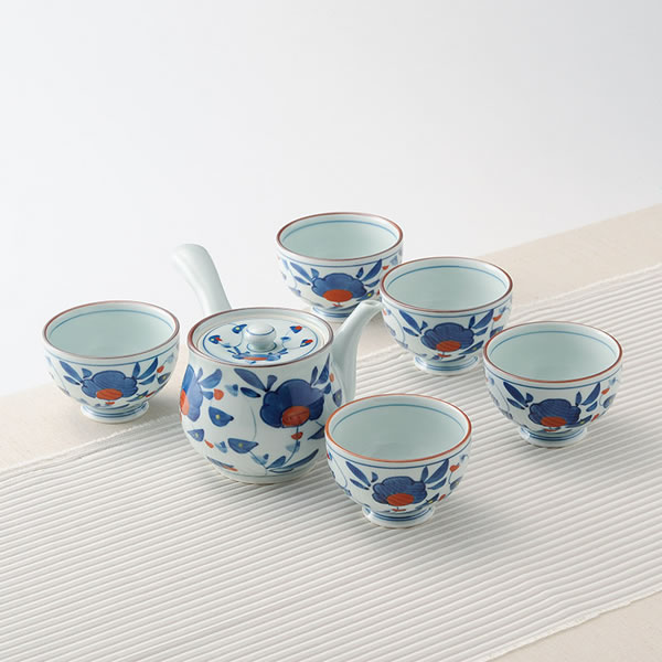 【送料無料】波佐見焼　古代万歴急須茶器揃　　００７−０２６Ｍ【ギフト館】