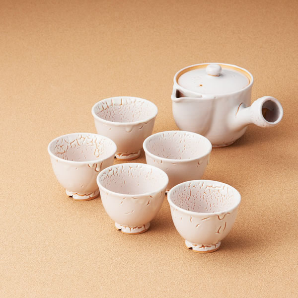 【送料無料】萩焼　白萩番茶器揃　　Ｓ２−８５【ギフト館】