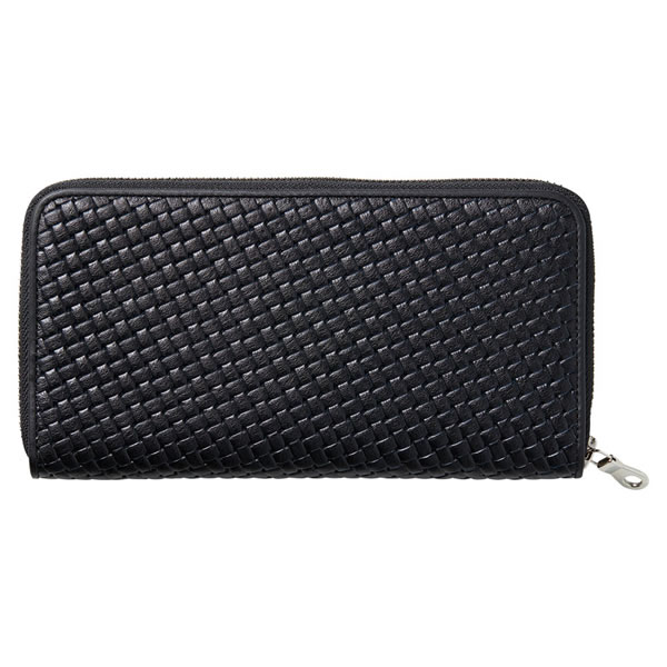 【送料無料】良品工房　日本製牛革型押ラウンド財布（ブラック）　　ＪＫ２１−２４８【ギフト館】