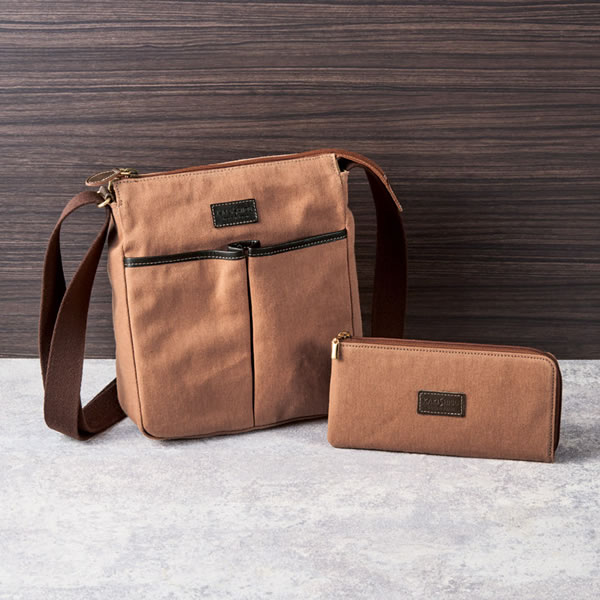 【送料無料】〈ＫＡＫＩＳＨＩＢＵ〉　日本製柿渋染ショルダーバッグ・財布セット　　Ｂ１２５−２３０【ギフト館】