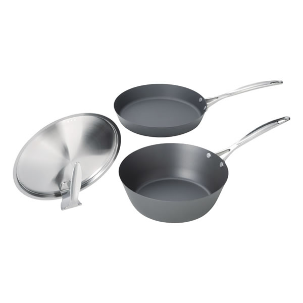【送料無料】涅　ＩＨ対応窒化鉄フライパン＆いため鍋（スタンド式ステンレス蓋付）　　ＭＢ−２５８２【ギフト館】