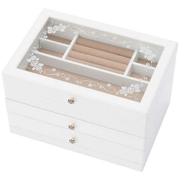 【送料無料】木製ジュエルケース（ホワイト）　０１７−８１０【ギフト館】