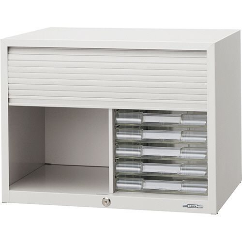 シャッター扉付レターケース　A4タテ　7段コンビ　ライトグレー　1台