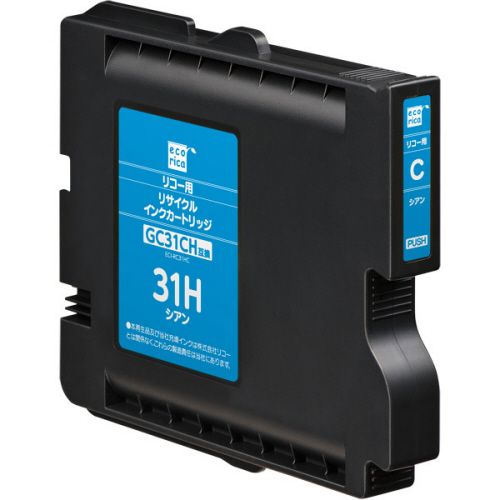 リサイクルインクカートリッジ　シアン(顔料)　[リコー:GC31CH互換]　ECI?RC31HC　1個