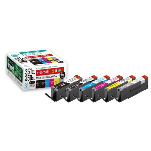 リサイクルインク 6色[BCI?351XL+350XL/6MP互換] ECI?C351XL?6P 1箱(6個:各1個)