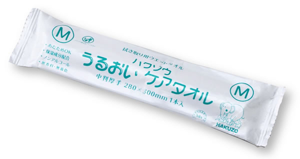 ハクゾウメディカル（株）　ハクゾウうるおいケアタオル　Mサイズ　中判厚手　エンボス　100本/袋×6袋入【在宅看護・介護...