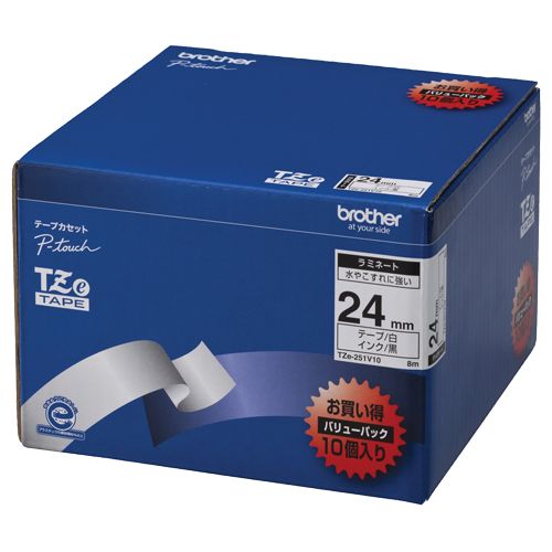 【送料無料】【個人宅届け不可】【法人（会社・企業）様限定】ピータッチ TZeテープ ラミネートテープ 24mm 白/黒文...の通販は