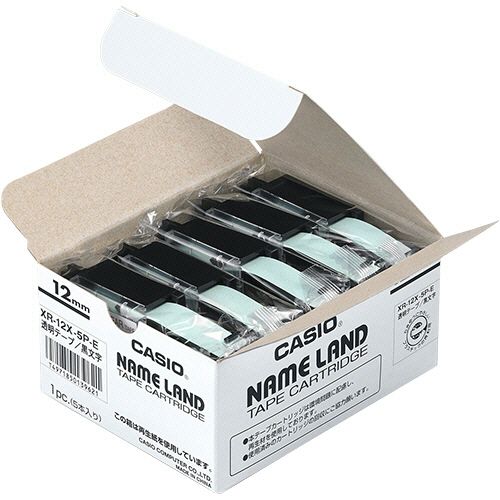 NAME LAND スタンダードテープ 12mmx8m 透明/黒文字 1セット(30個:5個x6パック)の通販は 23,897円