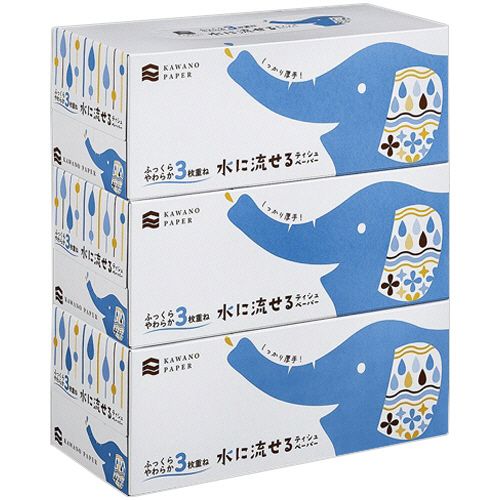 【送料無料】【個人宅届け不可】【法人（会社・企業）様限定】水に流せるボックスティッシュ　3枚重ね　120組/箱　1セット...