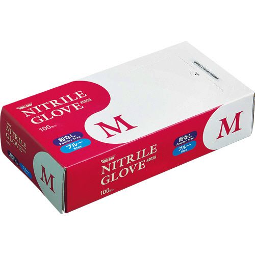 ニトリル　使いきり極薄手袋　粉なし　ブルー　M　1セット(3000枚:100枚×30箱)