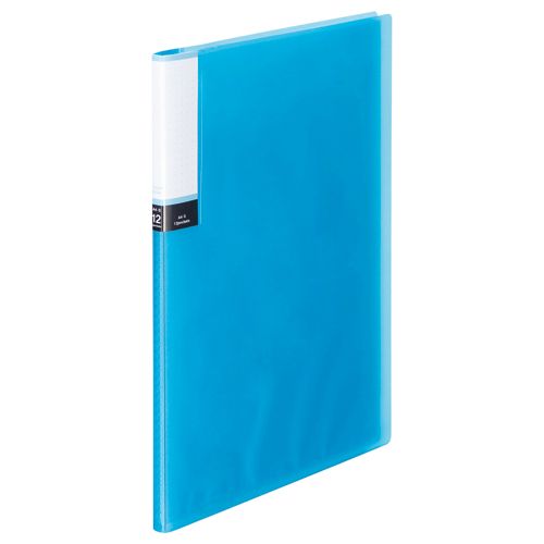 クリアブック(透明表紙)　A4タテ　12ポケット　背幅8mm　ブルー　1セット(60冊)
