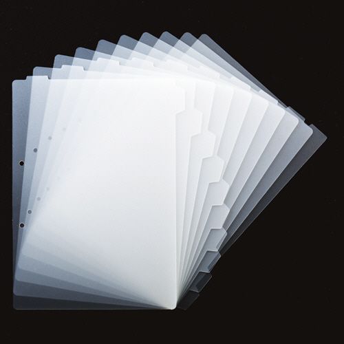再生ダブルインデックス(ハードタイプ) A4タテ 2穴 10山 クリア 1セット(20組)