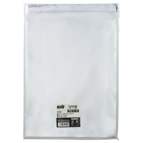 OPP袋　フタ・テープ付　角2　240×330+40mm　1セット(1000枚:100枚×10パック)