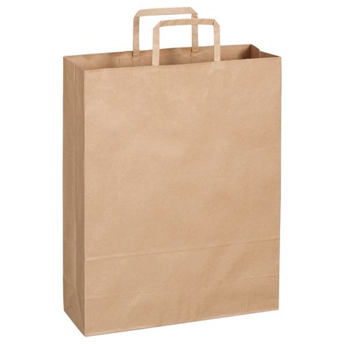 紙手提袋 平紐 大 320×400×幅115mm 茶無地 1セット(300枚:50枚×6パック) 7,339円