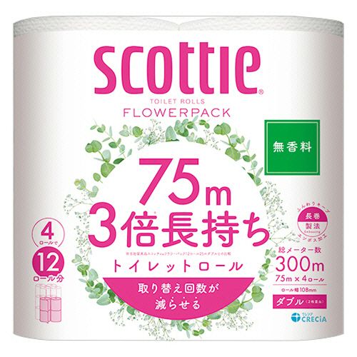【送料無料】【個人宅届け不可】【法人（会社・企業）様限定】スコッティ フラワーパック 3倍長持ち ダブル 芯あり 75m...