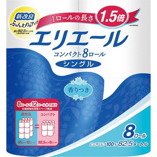 【送料無料】【個人宅届け不可】【法人（会社・企業）様限定】エリエールトイレットティシューコンパクト　シングル　芯有　82...