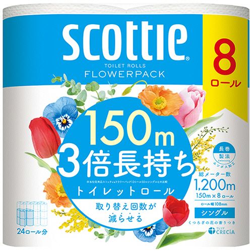 【送料無料】【個人宅届け不可】【法人（会社・企業）様限定】スコッティ フラワーパック 3倍 シングル芯あり 150m香り...