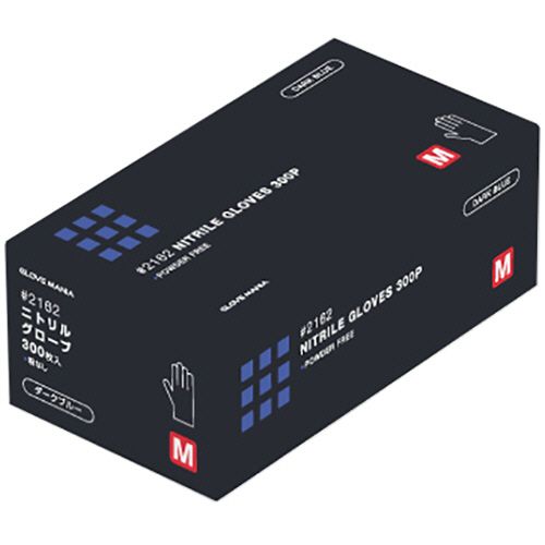 ニトリル　使い切り手袋　粉なし　ダークブルー　M　1セット(3000枚:300枚×10箱)